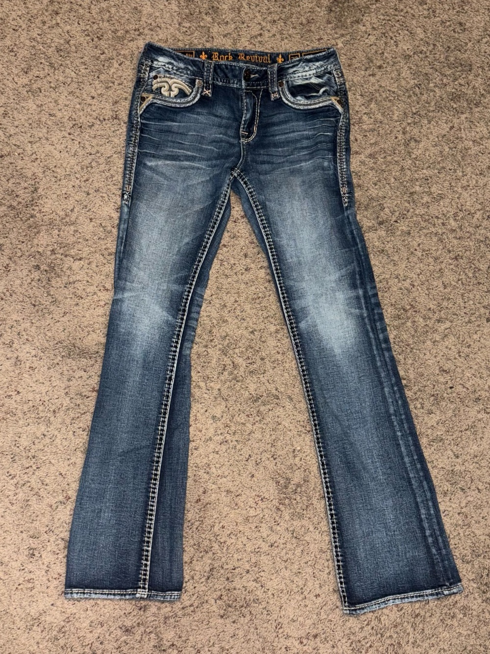 Y2K Women's Rock Revival "Aqua Sky" Bootcut Jeans (Size 28)
